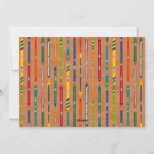 Skiing Themed Vintage Skis Photo Feestdagenkaart (Achterkant)