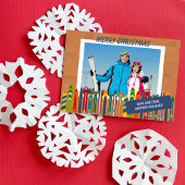 Skiing Themed Vintage Skis Photo Feestdagenkaart