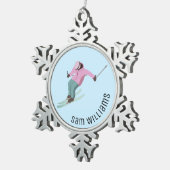 Skiing Tin Sneeuwvlok Ornament (Rechts)