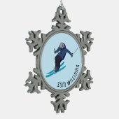 Skiing Tin Sneeuwvlok Ornament (Links)