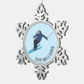 Skiing Tin Sneeuwvlok Ornament (Rechts)