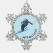 Skiing Tin Sneeuwvlok Ornament (Voorkant)