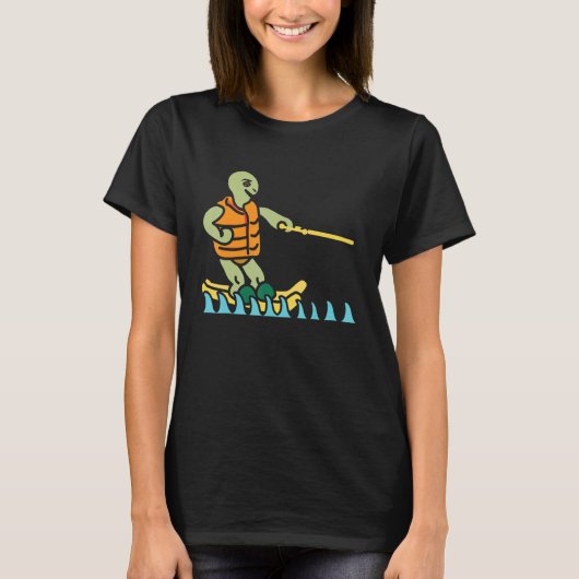 Skiing Turtle Tortoise Skier Summer Sport Waterski T-shirt (Voorkant)
