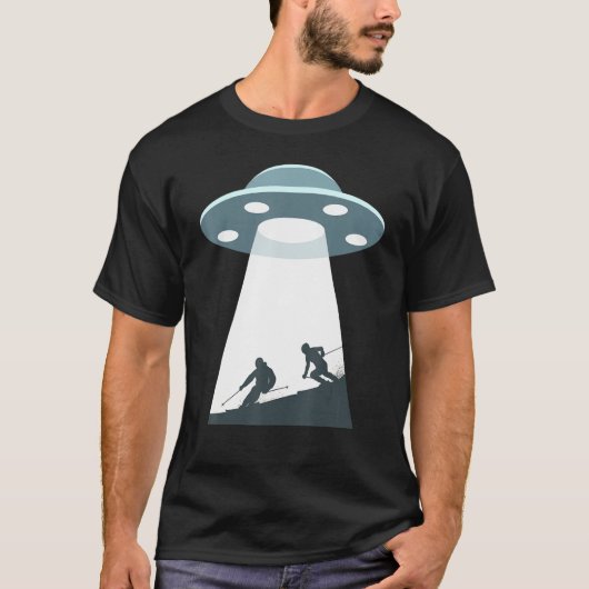 Skiing Ufo Cool Snow Ski Skier T-shirt (Voorkant)
