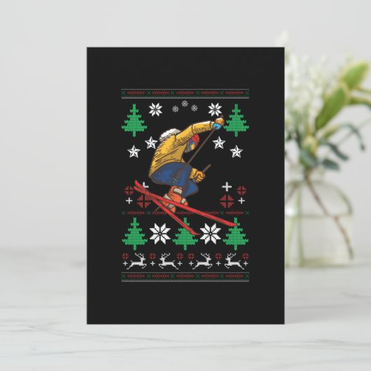 Skiing Ugly Kerstmis Kaart (Staand voorkant)