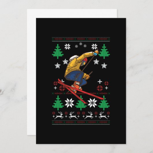 Skiing Ugly Kerstmis Kaart (Voorkant / Achterkant)