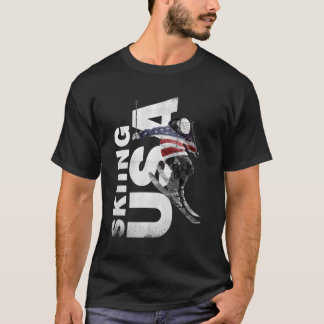 Skiing USA Steun het Team Tshirt USA Vlag Ski