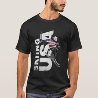 Skiing USA Steun het Team Tshirt USA Vlag Ski