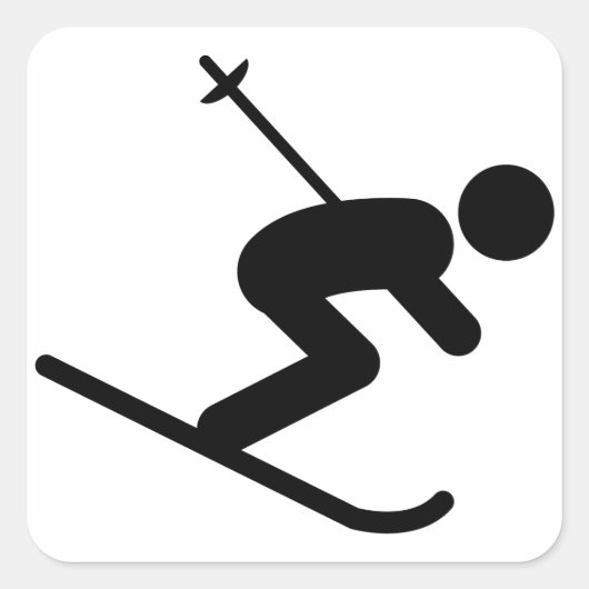 Skiing Vierkante Sticker (Voorkant)