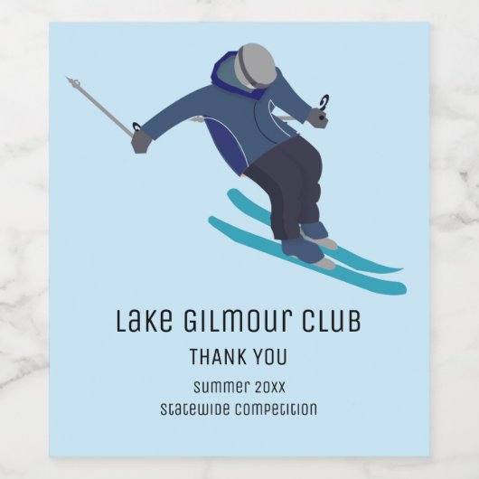 Skiing Wijn Etiket (Enkel label)