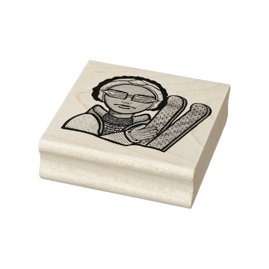 Skiing winter rubberstempel (Stempel)