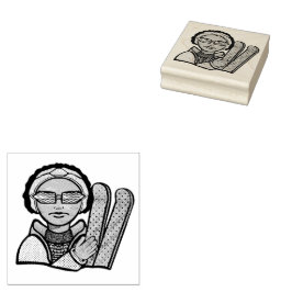 Skiing winter rubberstempel