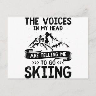 Skiing   Winter Sports Ski Skier Mountains Gifts Briefkaart