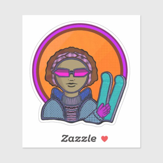 Skiing winter sticker (Vel)