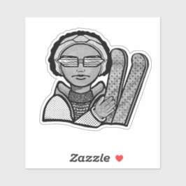 Skiing winter sticker
