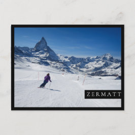 Skiing with Mt Matterhorn in Zermatt, Zwitserland Briefkaart