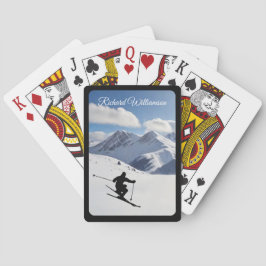 Skiing with Skier Silhouette - Personalize Pokerkaarten
