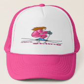 Skiing Woman Trucker Pet (Voorkant)