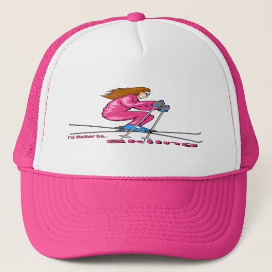 Skiing Woman Trucker Pet (Voorkant)