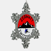 Skiing Zermatt Zwitserland Ski Tin Sneeuwvlok Ornament (Links)