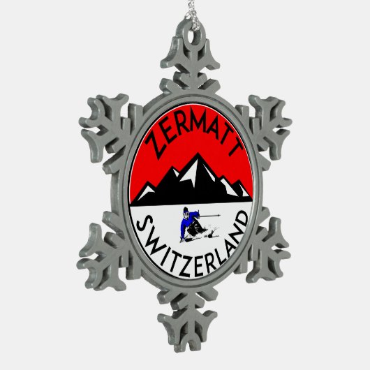Skiing Zermatt Zwitserland Ski Tin Sneeuwvlok Ornament (Links)