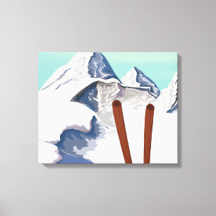 Skiingbergen Canvas Afdruk