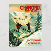Skiingpaar in Mont Blanc-berg, Frankrijk Briefkaart (Voorkant)