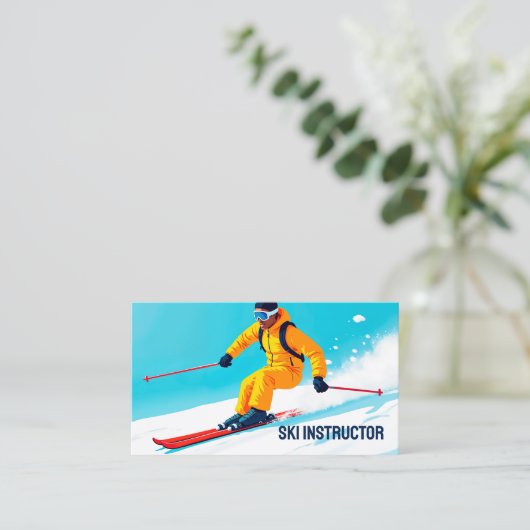 Skiinstructeur QR Visitekaartje (Staand voorkant)