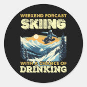 Skikostuum Sneeuwfan Snowboarden Ski Mountains Ronde Sticker (Voorkant)