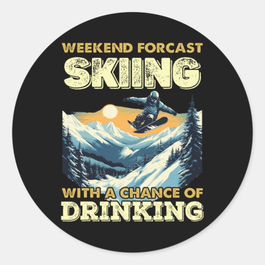 Skikostuum Sneeuwfan Snowboarden Ski Mountains Ronde Sticker (Voorkant)