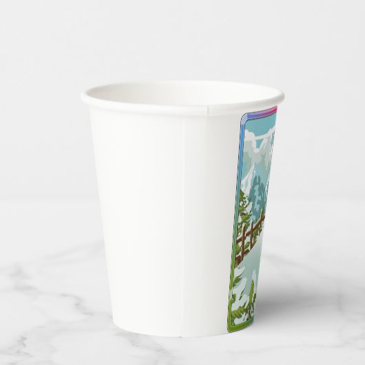 Skilandschap cartoon papieren bekers (Rechts)