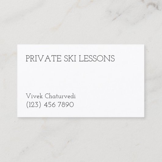 Skilessen Professionele instructeur Simpel Visitekaartje (Achterkant)