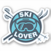 Skiliefhebber Wintersportskiërs Sticker (Voorkant)