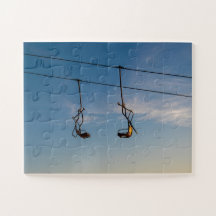 Skilift bij zonsondergang