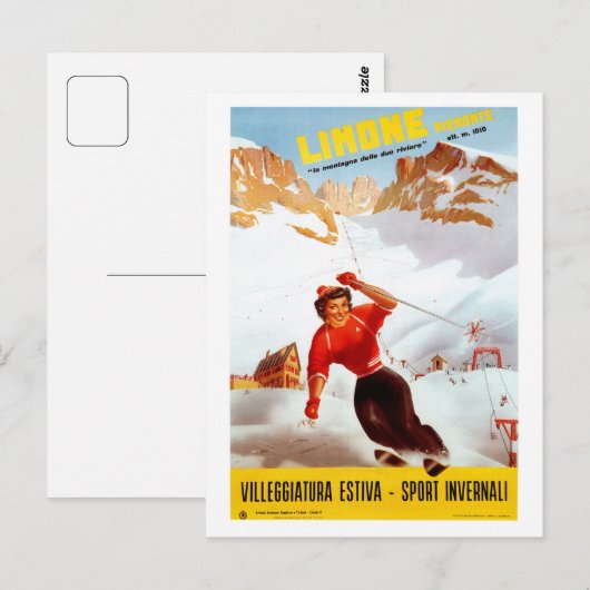  skilimone Piemonte Italiaanse reisposter Briefkaart (Voorkant / Achterkant)