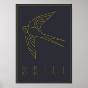 Skill-bevestiging poster gele origamivogel