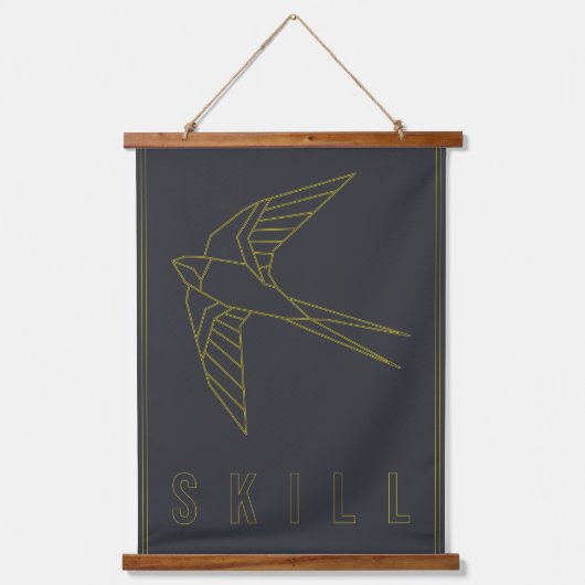 Skill-bevestiging poster gele origamivogel hangend wandkleed (Voorkant)