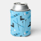 Skiloper Gepersonaliseerd Skithema Blauw Apres Ski Blikjeskoeler (Blikje Achterkant)