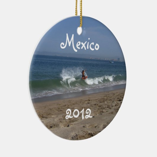 Skimboarder Succes; Mexico Souvenir Keramisch Ornament (Rechts)