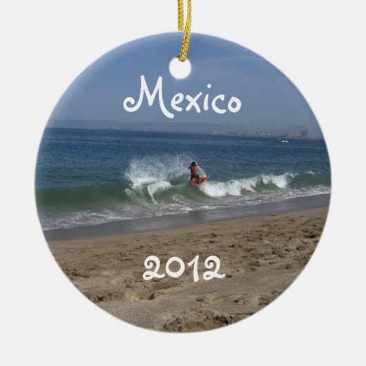 Skimboarder Succes; Mexico Souvenir Keramisch Ornament (Voorkant)