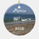 Skimboarder Succes; Mexico Souvenir Keramisch Ornament (Achterkant)