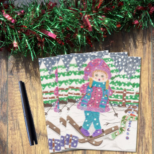 skimeisje briefkaart