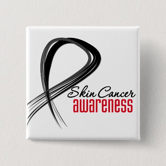 Skin Cancer Awareness Grunge Ribbon Vierkante Button 5,1 Cm (Voorkant)