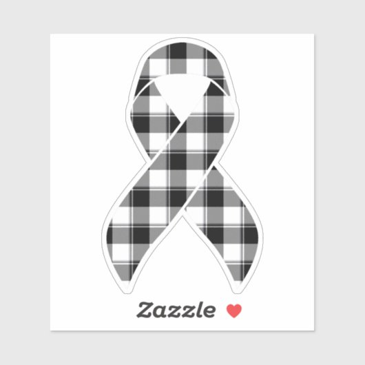 Skin Cancer Awareness Plaid Black Ribbon Sticker (Vel)