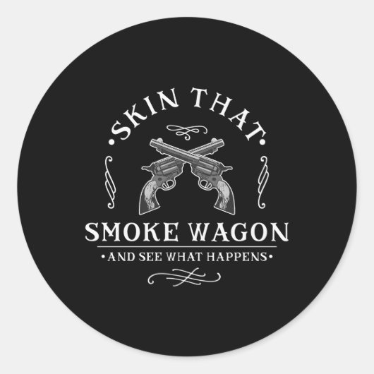 Skin T Smoke Wagon Westerne Distress Revolver Koe Ronde Sticker (Voorkant)