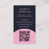 Skincare Arch Foto QR Code roze en marine Visitekaartje (Achterkant)