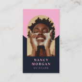 Skincare Arch Foto QR Code roze en marine Visitekaartje (Voorkant)