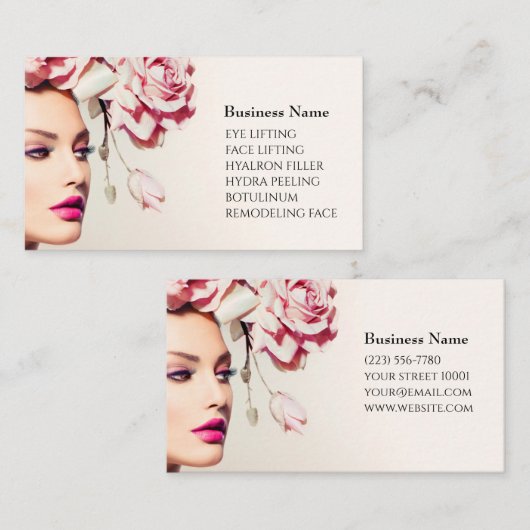 Skincare & Beauty Salon Visitenkarte Visitekaartje (Voorkant / Achterkant)
