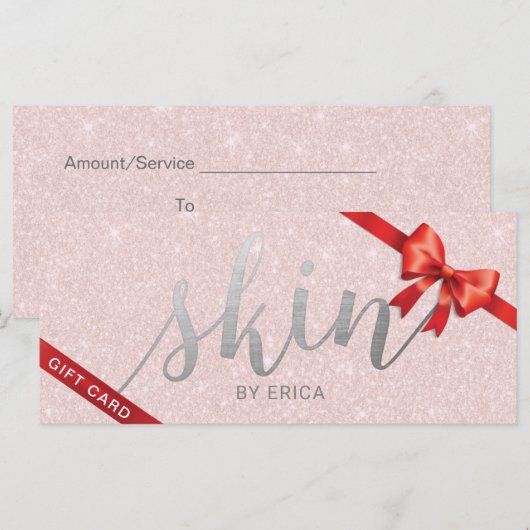 Skincare Esthetician Gift Certificates Blush Pink (Voorkant / Achterkant)