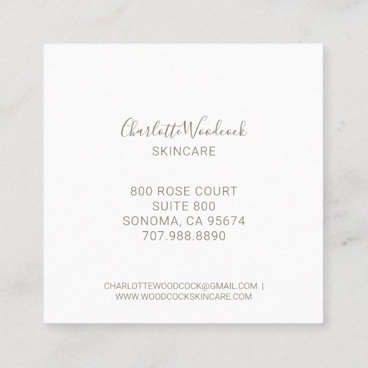 Skincare Esthetician Golden Bee en Roos Laurel Vierkante Visitekaartje (Achterkant)